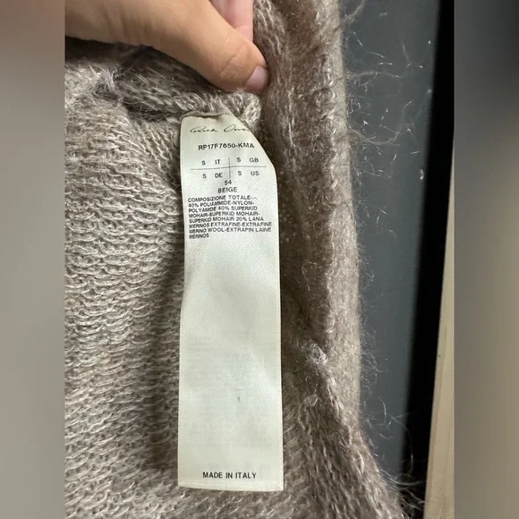 Rick Owens Mohair and Wool Wide Sleeve Sweater Taupe S - Picture 4 of 4